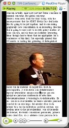 Dual scrolling English/Spanish captions, in huge blocks on top of and below video, respectively